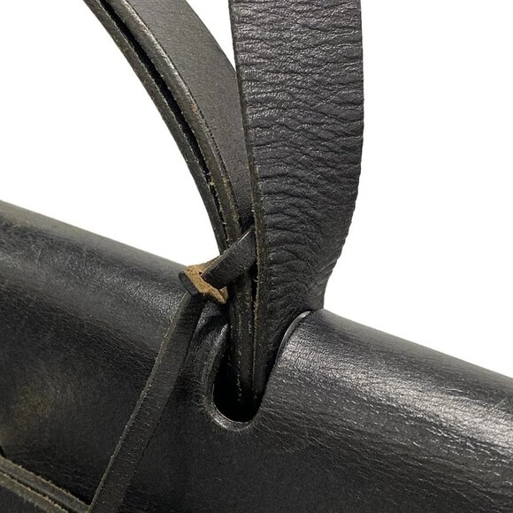 Auth HERMES Her Bag MM - Black Toile Officier Box Calf Square H Handbag - Picture 9 of 16